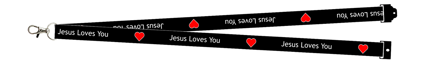 "Jesus Loves You" Black Lanyard